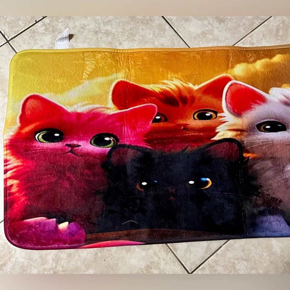 Colorful Cat Rug Runner - Litter Box Mat Laundry Room Rug Kitchen Rug - 68”x22” - Picture 2 of 5